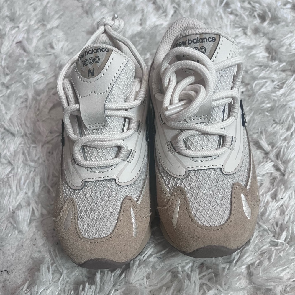 New Balance Kids Beige and White Athletic Sneakers
